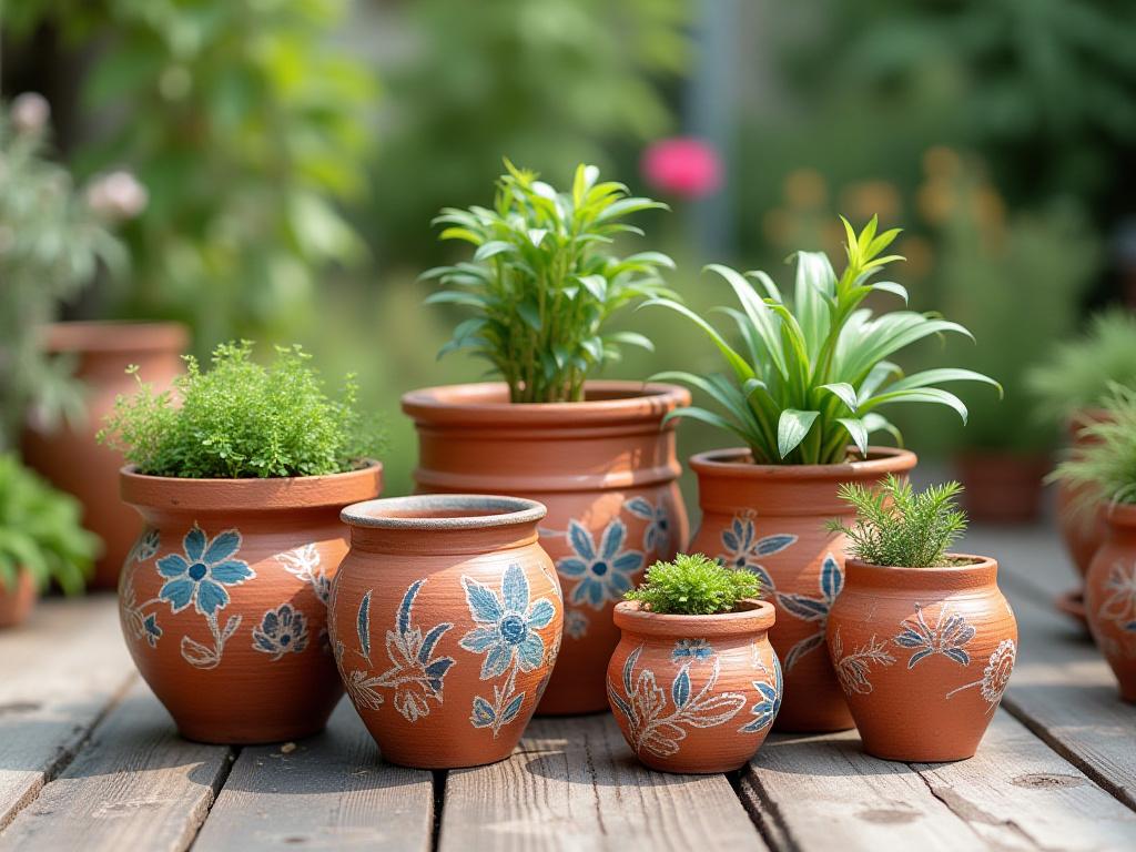 Handpainted terracotta planters collection